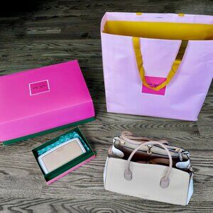 Brand New KATE SPADE  Knott color blocked warm stone Satchel and matching wallet